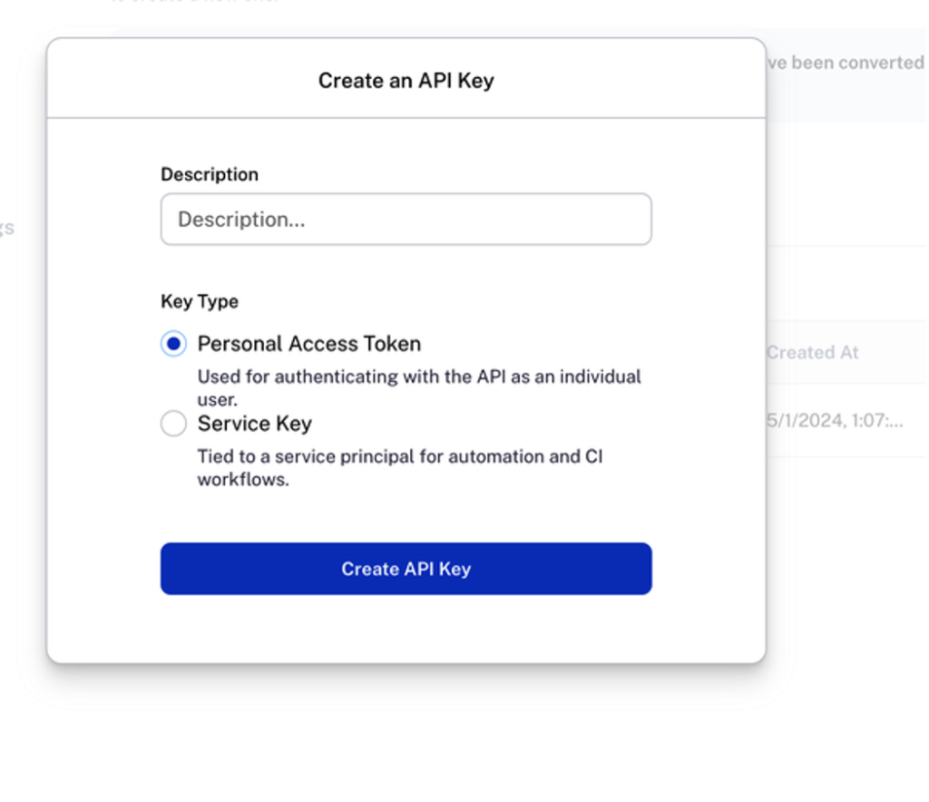 Figure 4. Create LangSmith API Key UI
