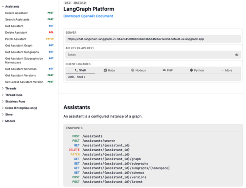 Figure 6. LangGraph API documentation