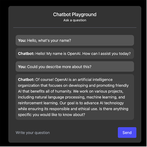 Figure 2: Chatbot deployed with FastAPI and Lanarky.